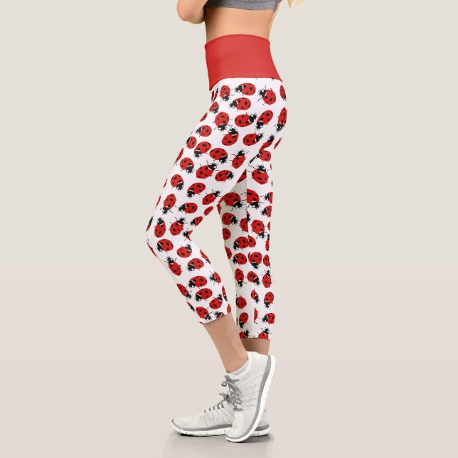 Niedliches Red & Black Ladybug Muster Capri Leggings (Links)