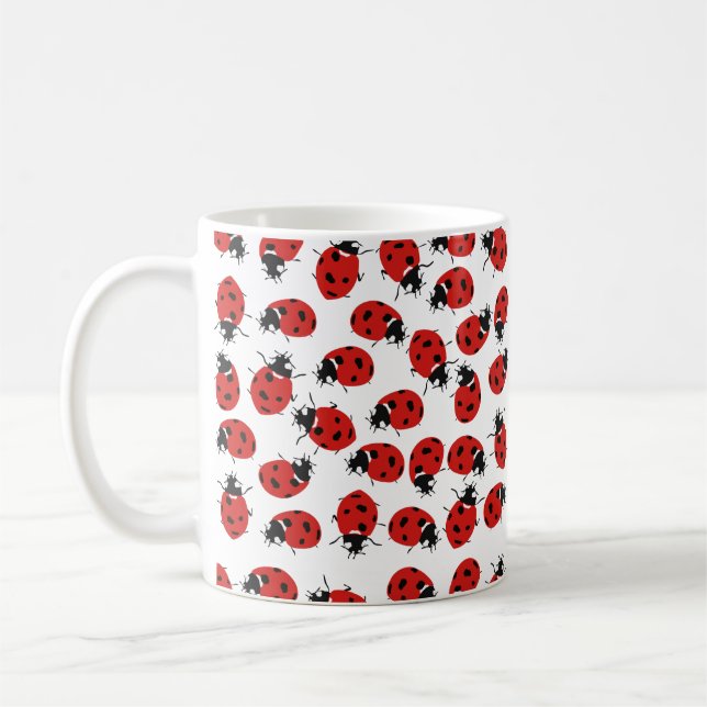 Niedliches Red & Black Ladybug Muster Kaffeetasse (Links)