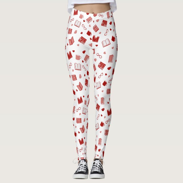 Niedliches Red Book and Reading Pattern Leggings (Vorderseite)