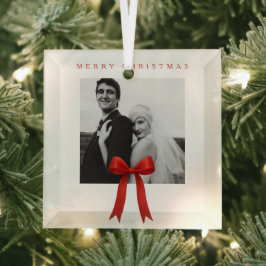 Niedliches Red Bow Foto Frohe Weihnachten Ornament Aus Glas