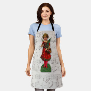 Niedliches Red Christmas Girl Angel Antique Music  Schürze