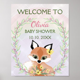 Niedliches Red Fox Girl Duschbad Poster