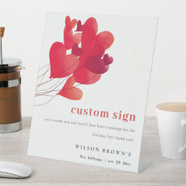 Niedliches Red Heart Balloons Geburtstag Custom Pa Sockelschild