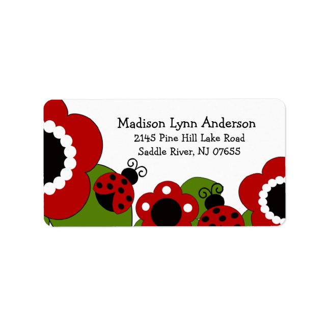 NIEDLICHES Red Ladybugs Rückgabeadresse-Label Adressaufkleber (Vorne)