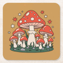 Niedliches Red Mushrooms Stars Metallic Gold Unter