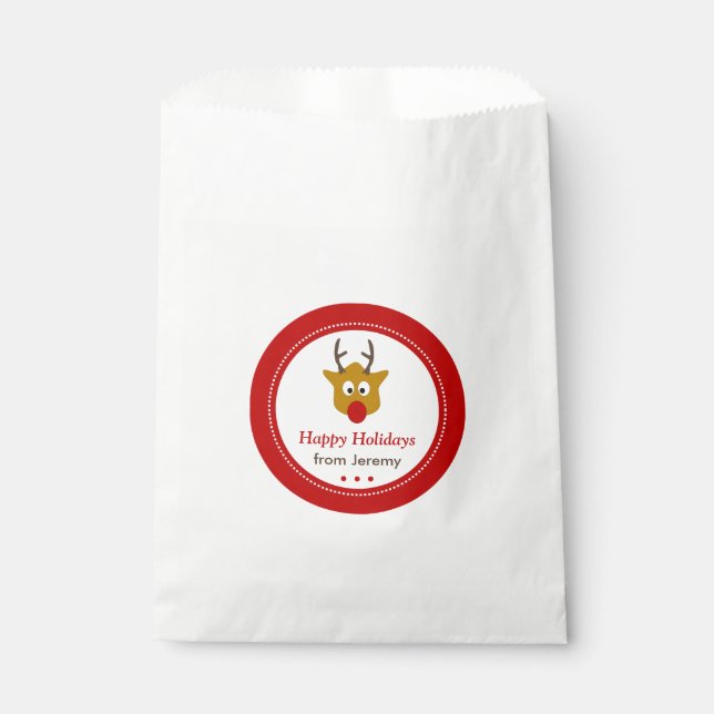 Niedliches Red Nosed Rentier Weihnachtsgeschenk Geschenktütchen (Vorderseite)