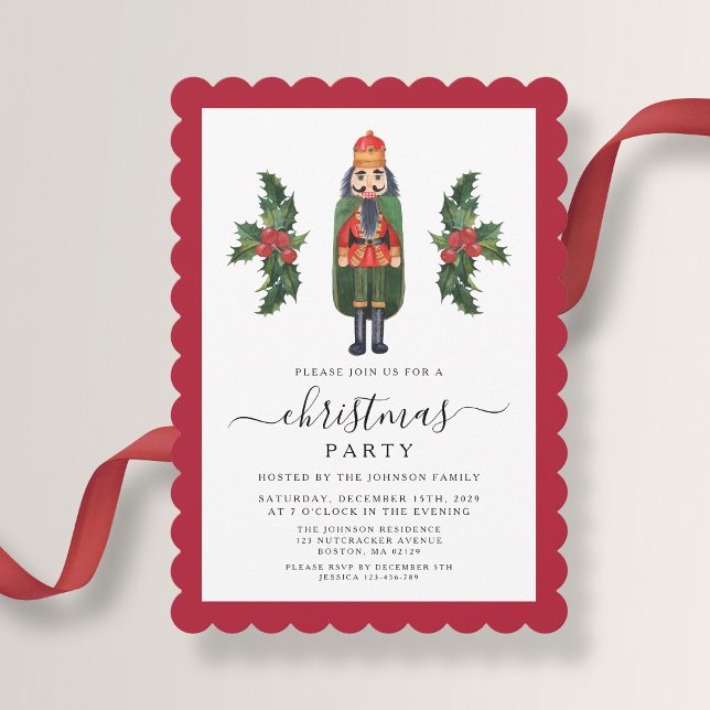 Niedliches Red Nutcracker Weihnachtsfest Party Einladung (Cute Red Nutcracker Christmas Party Invitation
)