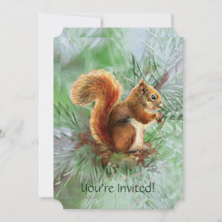 Niedliches Red Squirrel Custom Age Geburtstagspart Einladung