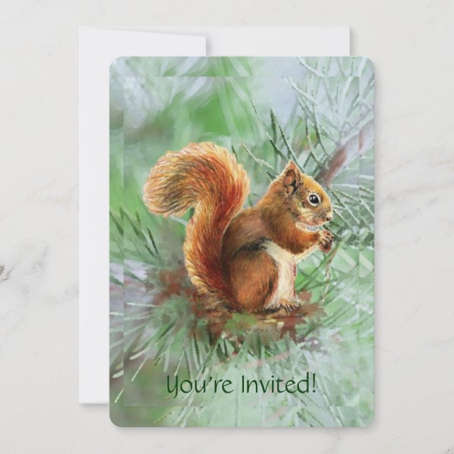 Niedliches Red Squirrel Custom Age Geburtstagspart Einladung (Vorderseite)