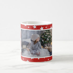Niedliches Red Star Pattern Foto Weihnachten Kaffeetasse