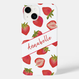 Niedliches Red Summer Strawberry Muster Personalis Case-Mate iPhone 14 Hülle