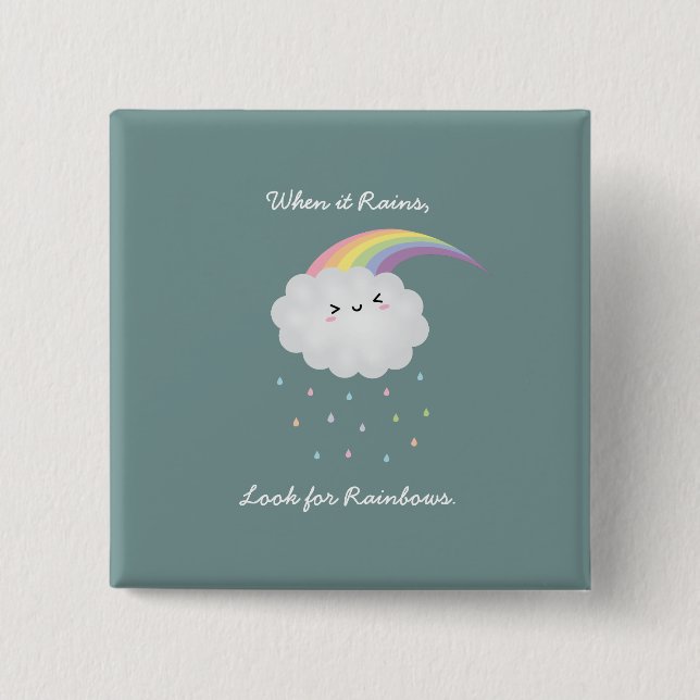 Niedliches Regenbogen-Cloud-Regen Inspiration Zita Button (Vorderseite)