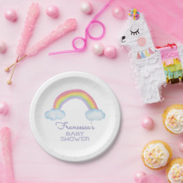 Niedliches Regenbogen Kinderdusche Pappteller