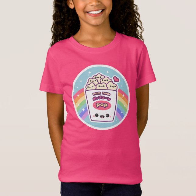 Niedliches Regenbogen-Popcorn T-Shirt (Vorderseite)