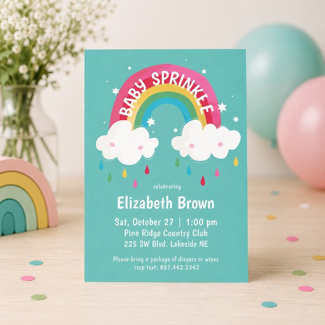 Niedliches Regenbogen Sprinkle Kinderdusche Einladung (Baby Sprinkle Rainbow Invitation)