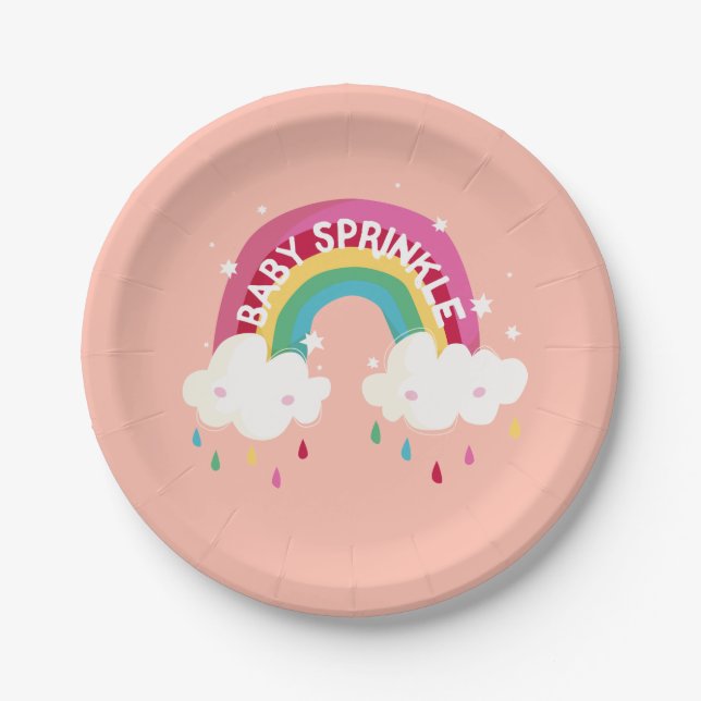 Niedliches Regenbogen Sprinkle Kinderdusche Pappteller (Vorderseite)