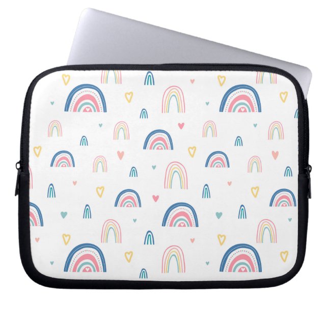 Niedliches Regenbogen- und Herzmuster Laptopschutzhülle (Vorderseite)