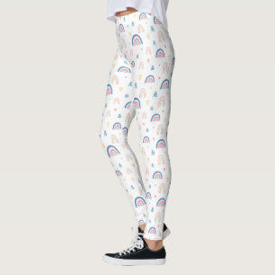 Niedliches Regenbogen- und Herzmuster Leggings