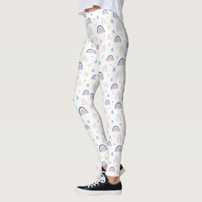 Niedliches Regenbogen- und Herzmuster Leggings (Links)