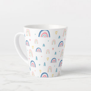 Niedliches Regenbogen- und Herzmuster Milchtasse