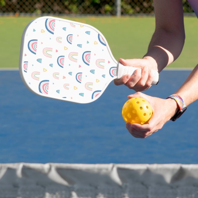 Niedliches Regenbogen- und Herzmuster Pickleball Schläger (InSitu)