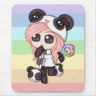 Niedliches Regenbogenanime-Panda-Mädchen Mousepad