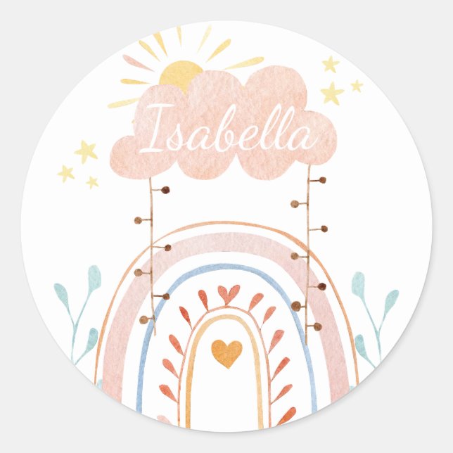 Niedliches Regenbogenkid-Label Runder Aufkleber (Vorderseite)