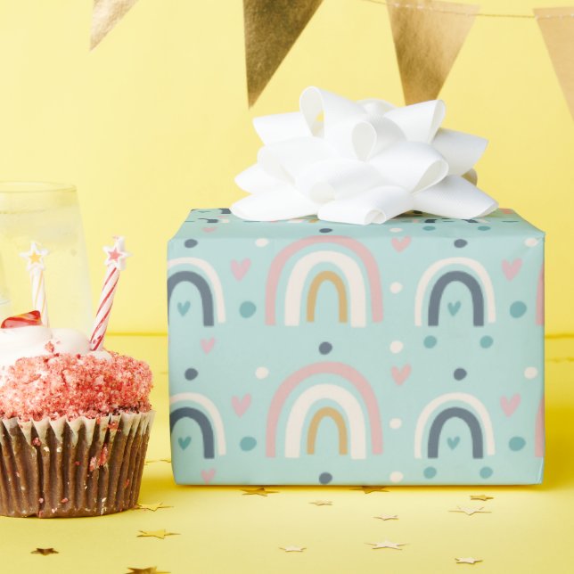 Niedliches Regenbogenmuster Geschenkpapier (Geburtstagsparty)