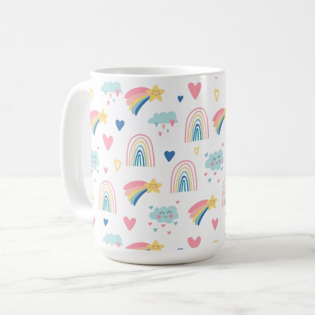 Niedliches Regenbogenmuster Kaffeetasse (Vorderseite Links)