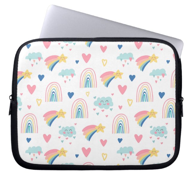 Niedliches Regenbogenmuster Laptopschutzhülle (Vorderseite)