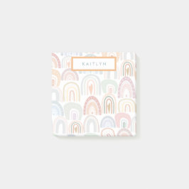 Niedliches Regenbogenmuster-Monogramm Post-it Klebezettel