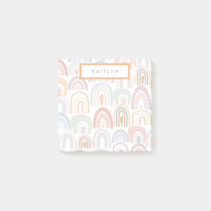 Niedliches Regenbogenmuster-Monogramm Post-it Klebezettel