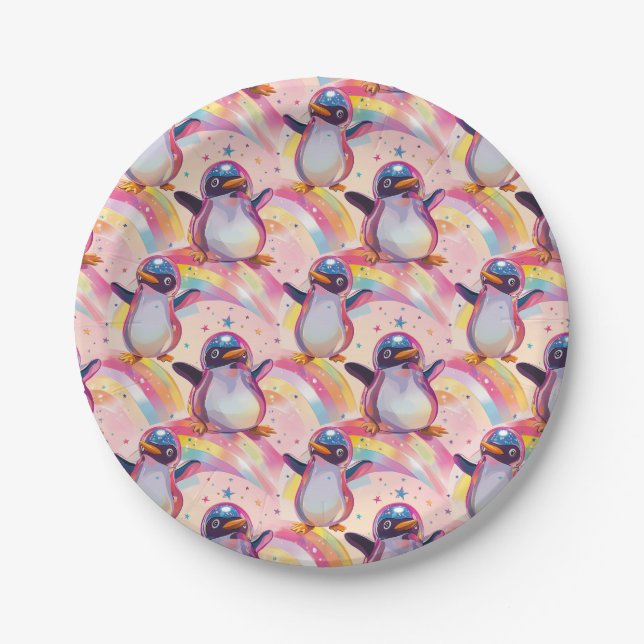 Niedliches Regenbogenmuster Pappteller (Vorderseite)