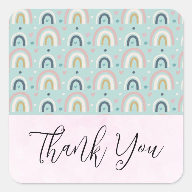 Niedliches Regenbogenmuster Quadratischer Aufkleber (Vorderseite)