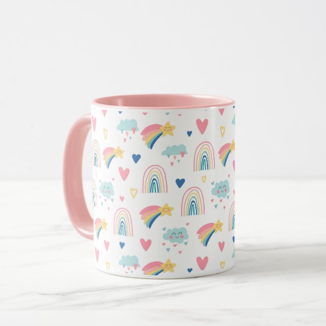 Niedliches Regenbogenmuster Tasse (Vorderseite Links)