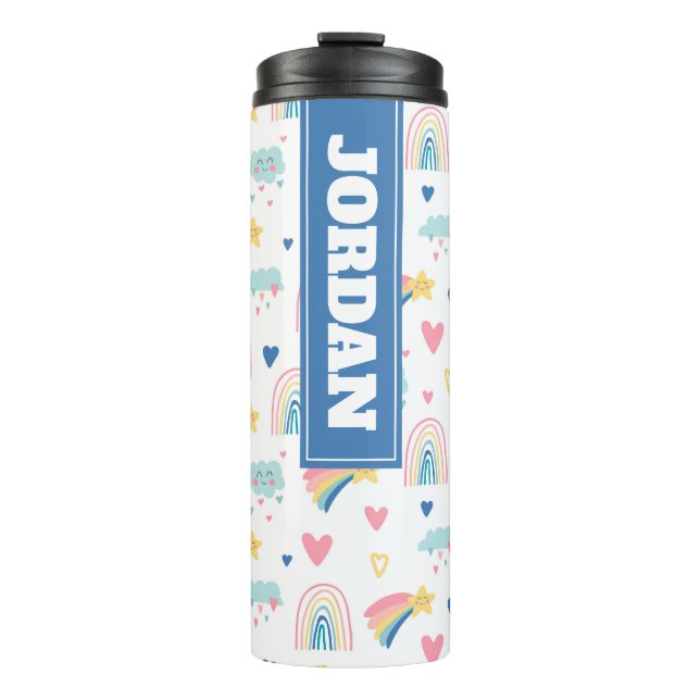 Niedliches Regenbogenmuster Thermosbecher (Vorderseite)