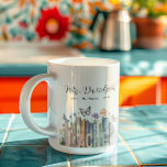 Niedliches Regenbogenregal & Bücher Lehrermonogram Kaffeetasse<br><div class="desc">Überraschen Sie den Lehrer in Ihrem Leben oder in Ihrer Leckerei selbst (wenn Sie Lehrer sind) mit dieser bezaubernden Monogramm-Tasse, die eine wunderschöne Aquarellbilder von Büchern in einem virtuellen Regal enthält. Stuff ein paar Extra-Goodies innen, um es noch süßer zu machen. Du bist mein Held, Lehrer. Perfektes Geschenk für Ihren...</div>