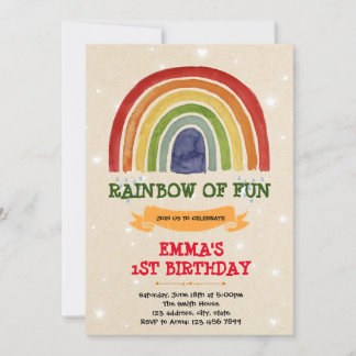 Niedliches Regenbogenthema Geburtstagseinladung Einladung
