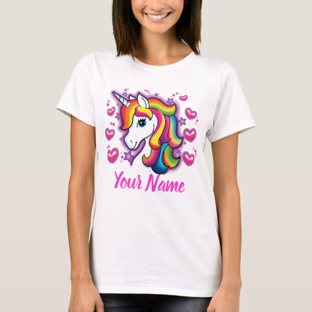Niedliches Regenbogenunicorn-Pferd mit T-Shirt (Vorderseite)
