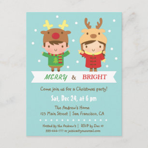 Niedliches Ren scherzt WeihnachtsParty Einladungen