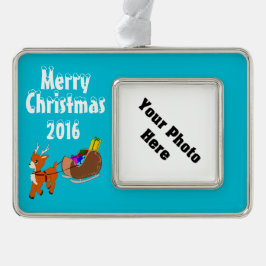 Niedliches Ren-Weihnachtskundenspezifische Rahmen-Ornament Silber