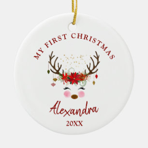 Niedliches Rentier Baby 1. Weihnachtsgeschenk Keramikornament