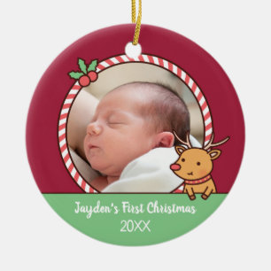 Niedliches Rentier Doodle Baby's First Christmas F Keramik Ornament