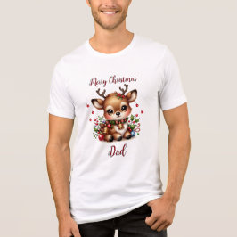 Niedliches Rentier Weihnachts-T-Shirt für Vater Tri-Blend Shirt
