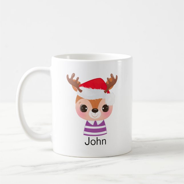 Niedliches Rentier Weihnachtsfest Kaffeetasse (Links)