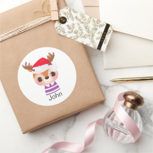 Niedliches Rentier Weihnachtsfest Runder Aufkleber