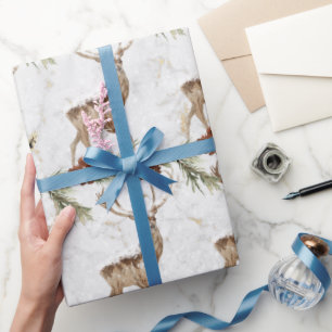 Niedliches Rentiermuster mit Tannenzweig und Pinec Geschenkpapier