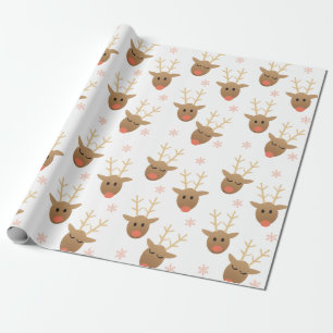 Niedliches Rentiermuster Snowflakes Orange Brown Geschenkpapier