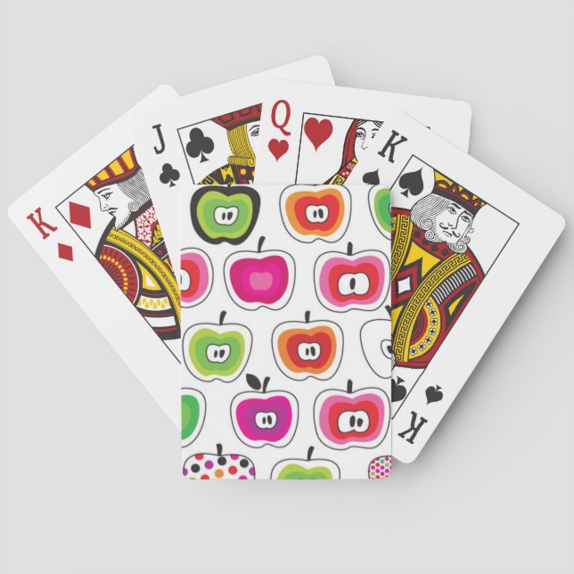 Niedliches Retro-Apfelmuster Spielkarten (Rückseite)