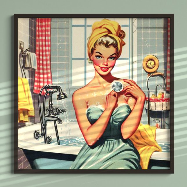 Niedliches Retro-Bath-Button-Up-Bild Poster (Von Creator hochgeladen)